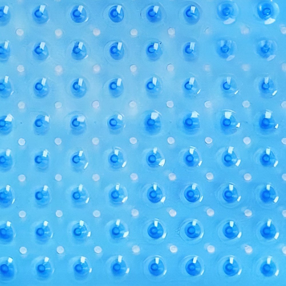 40" Translucent Blue Bubbles Non Slip Bathtub Mat. Bath rug in blue plastic.