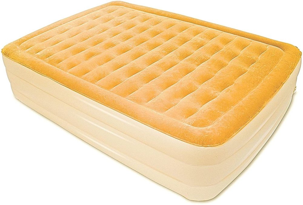 Dreamy Golden Inflatable Queen Size Air Mattress on a white background