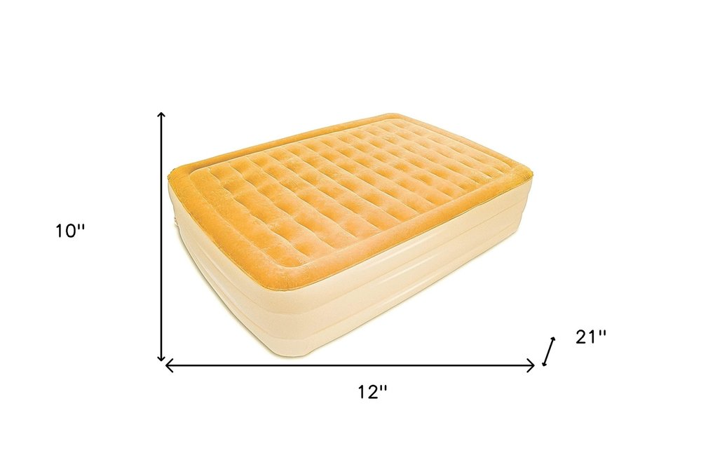 Dreamy Golden Inflatable Queen Size Air Mattress on a white background