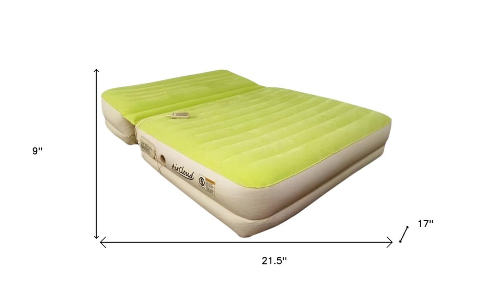 Incline Adjustable Moss Green Inflatable Queen Size Air Mattress on a white background