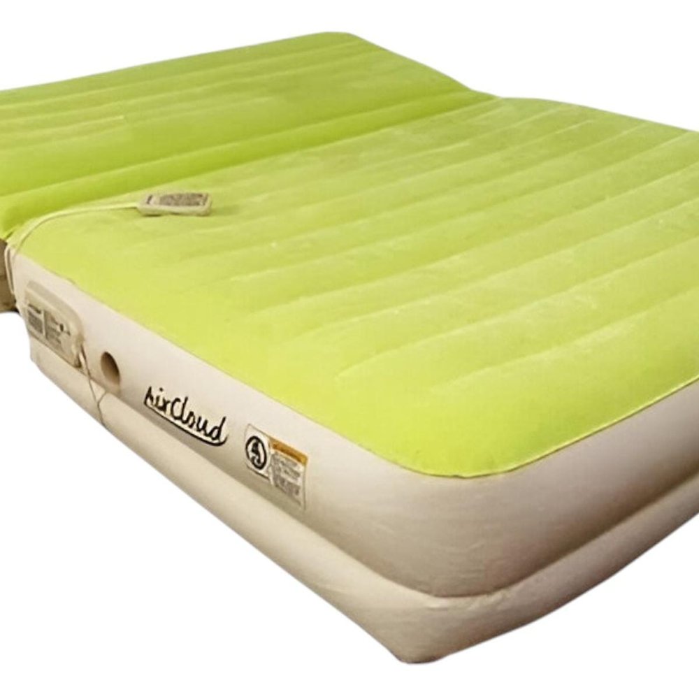 Incline Adjustable Moss Green Inflatable Queen Size Air Mattress on a white background