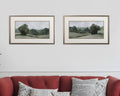 Set of Two Green Trees Framed Art