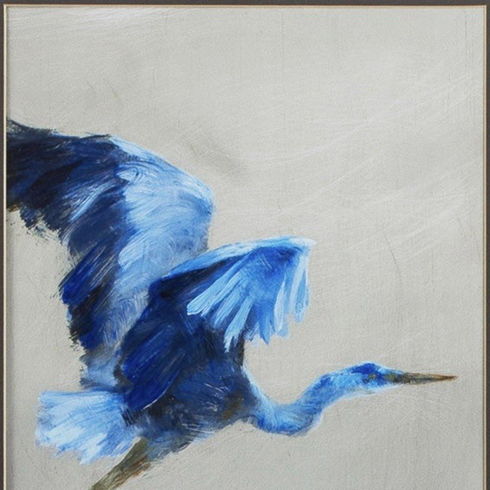 Set of Two Blue Heron Framed Art on a white background