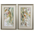 Set of Two Blue Leaves Framed Art on a white background