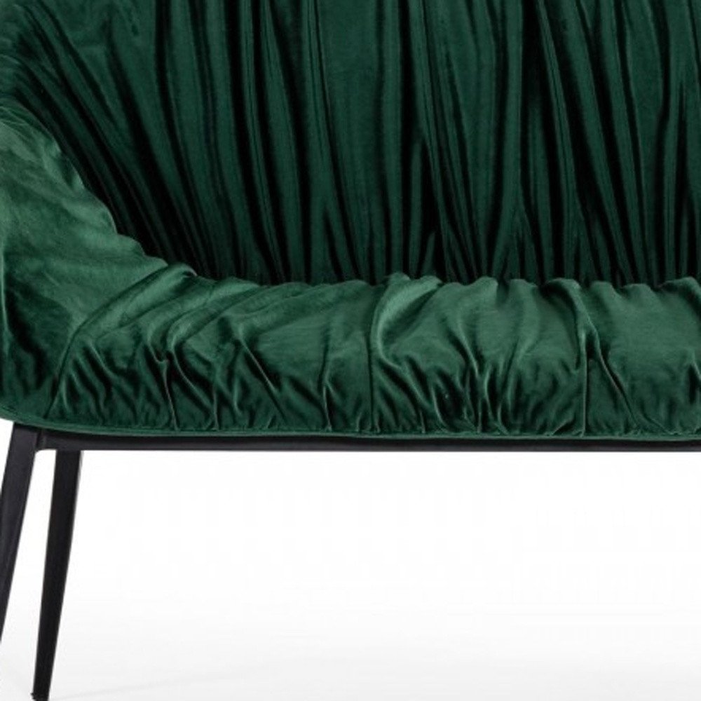 56" Green and Black Velvet Upholstered Dining Bench. Bench in black velvet.