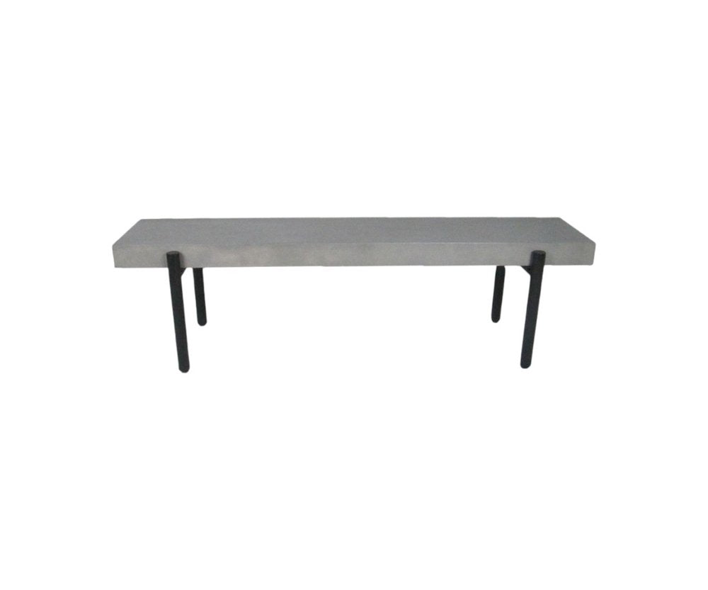 63" Gray and Black Concrete Dining Bench on a white background