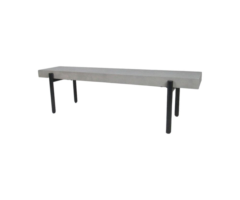 63" Gray and Black Concrete Dining Bench on a white background