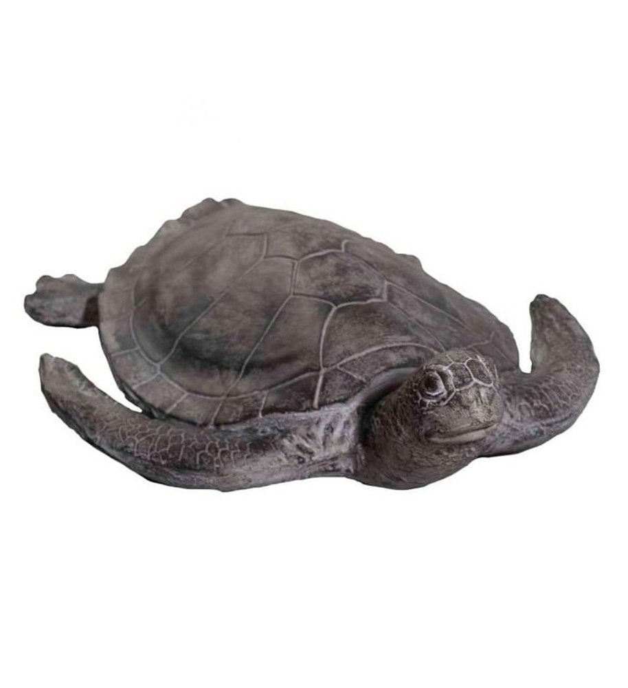 22" Sea Turtle Indoor Outdoor Statue. Outdoor accessories-decor-garden-game isolated on a plain white background, in a gray resin finish.