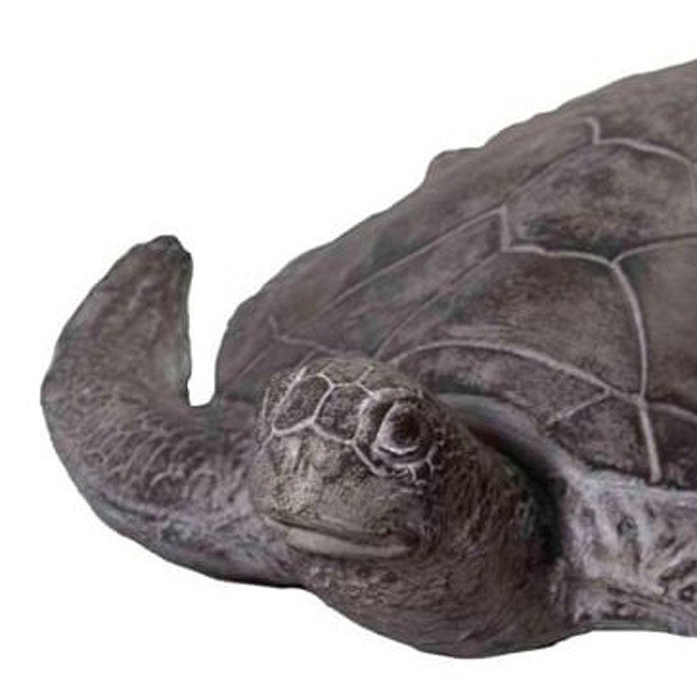 22" Sea Turtle Indoor Outdoor Statue. Outdoor accessories-decor-garden-game isolated on a plain white background, showing a gray resin surface.