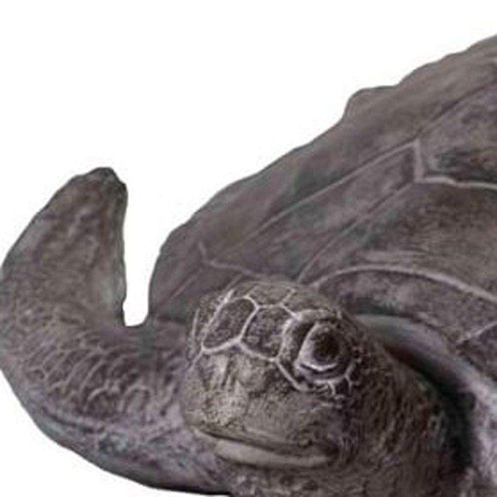 22" Sea Turtle Indoor Outdoor Statue. Outdoor accessories-decor-garden-game in gray resin.