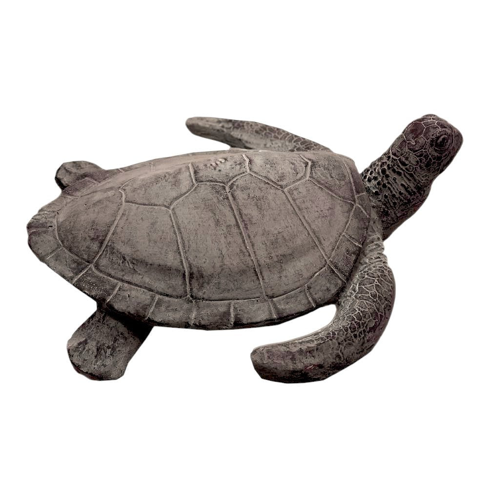 22" Sea Turtle Indoor Outdoor Statue. Outdoor accessories-decor-garden-game isolated on a plain white background, finished in gray resin.