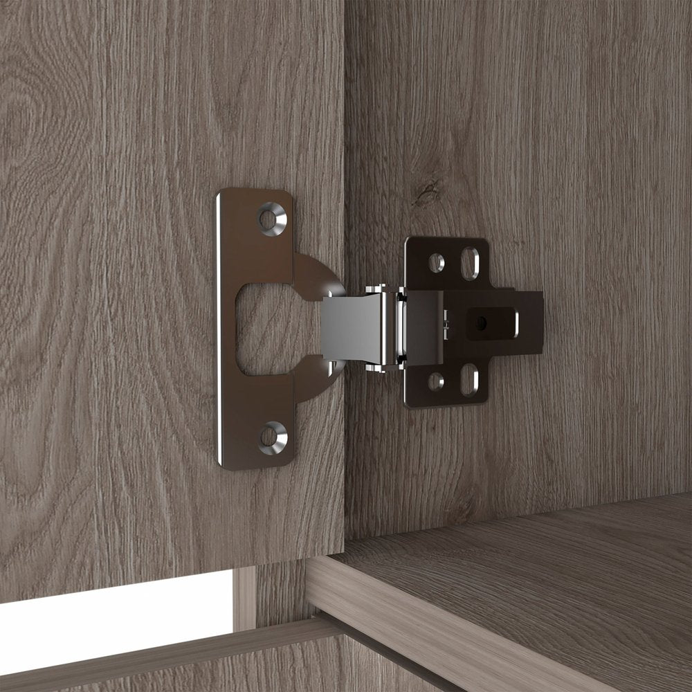 Light Gray Bar Cabinet with Two Door Panels close-up detail