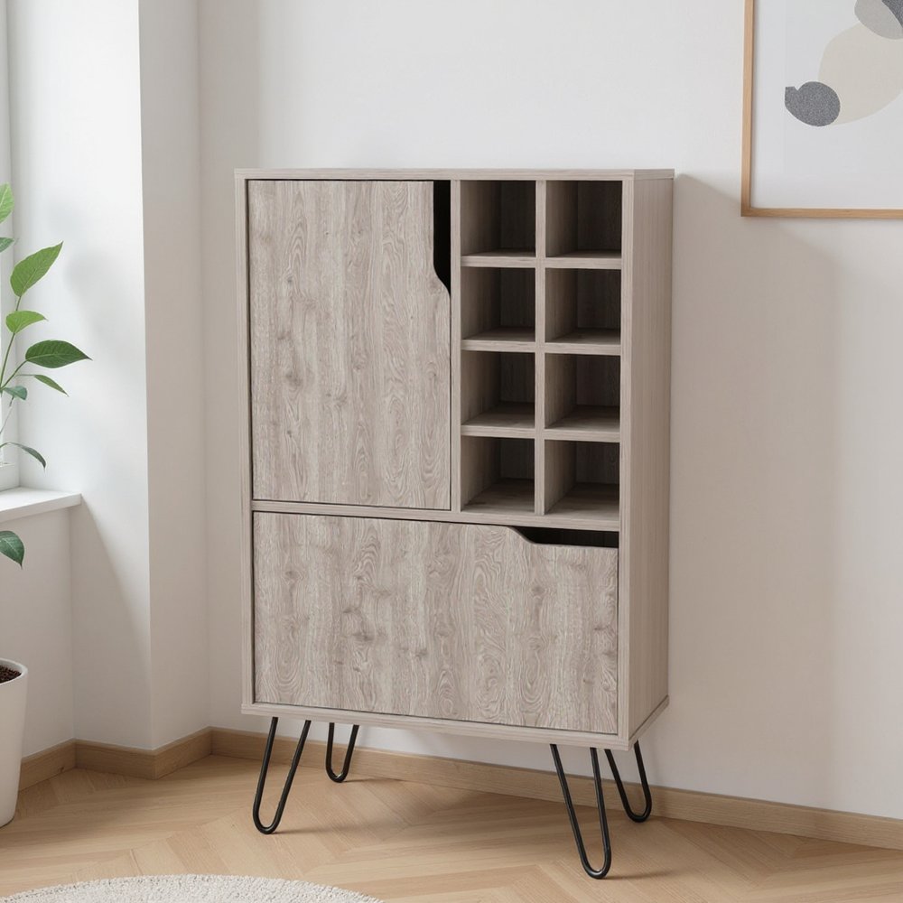Light Gray Bar Cabinet with Two Door Panels in a home interior