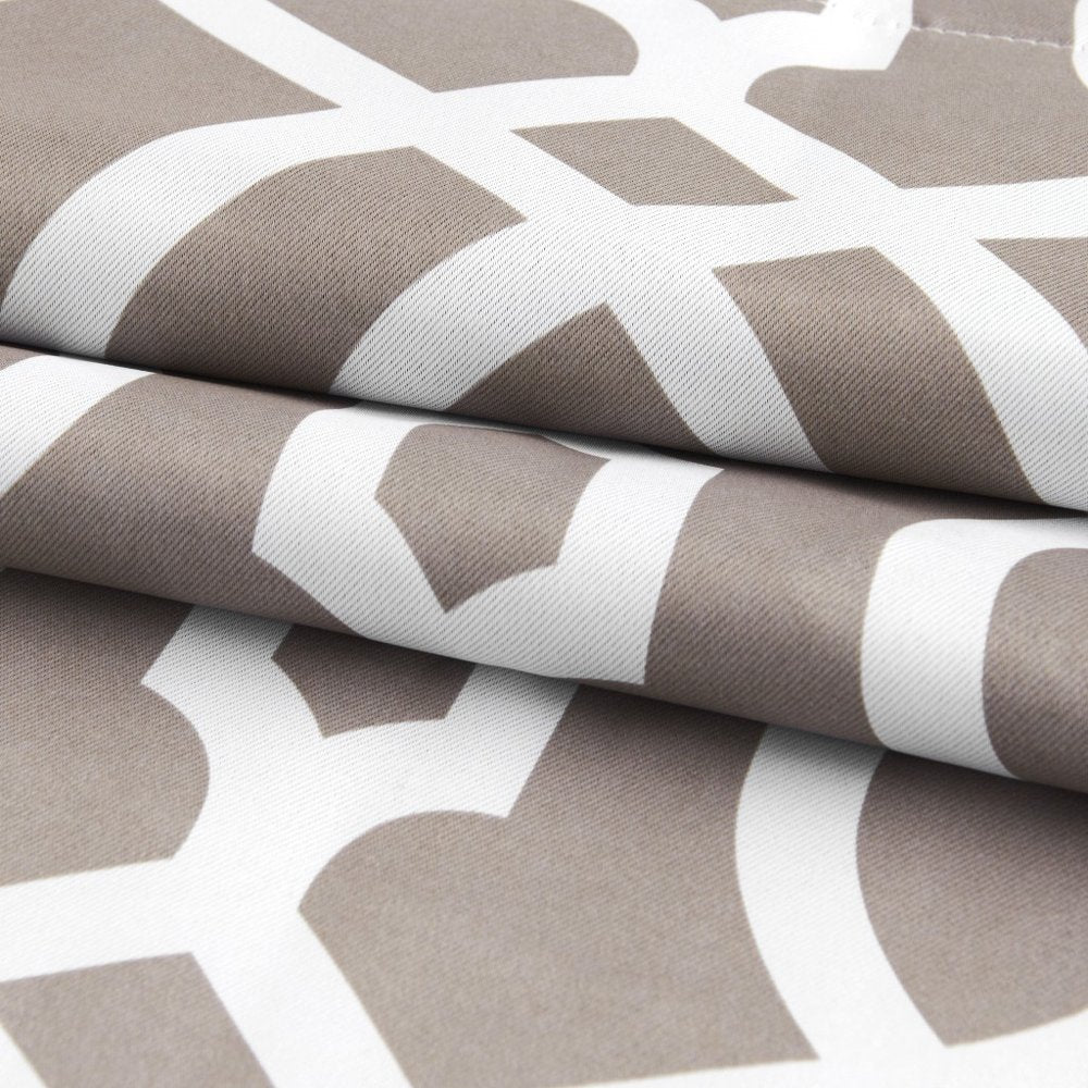 84" Taupe Trellis Black Out Window Curtain Panel on a white background