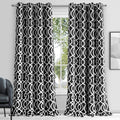 84" Jet Black Trellis Black Out Window Curtain Panel in a home interior