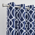 84" Navy Blue Trellis Black Out Window Curtain Panel in a home interior