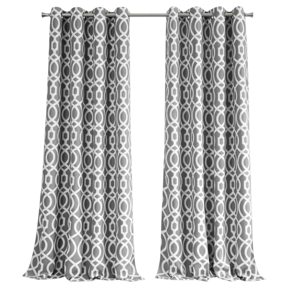 84" Gray Trellis Black Out Window Curtain Panel on a white background