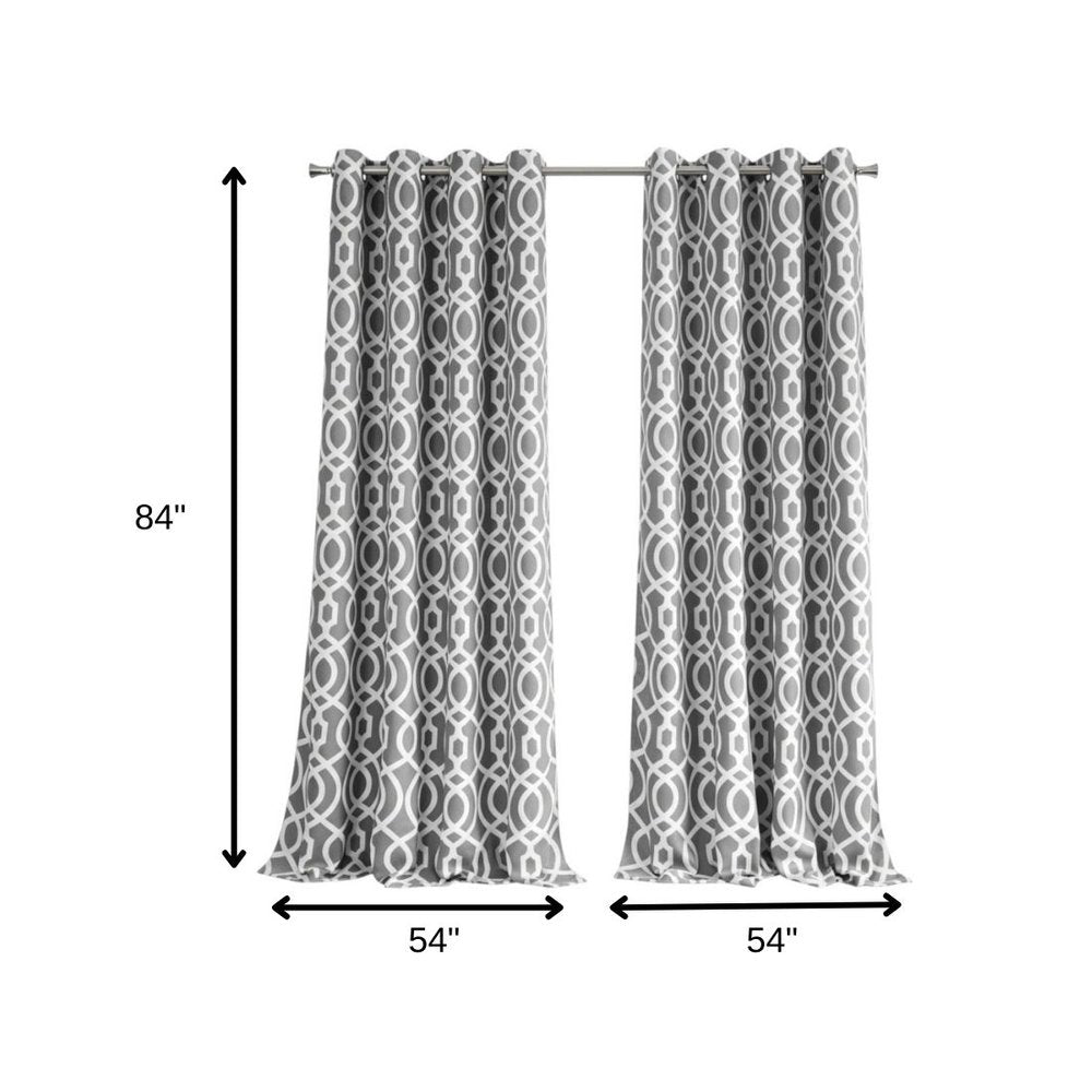84" Gray Trellis Black Out Window Curtain Panel on a white background