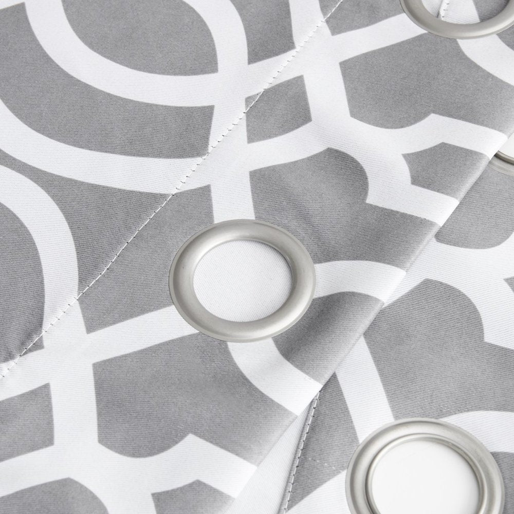 84" Gray Trellis Black Out Window Curtain Panel on a white background