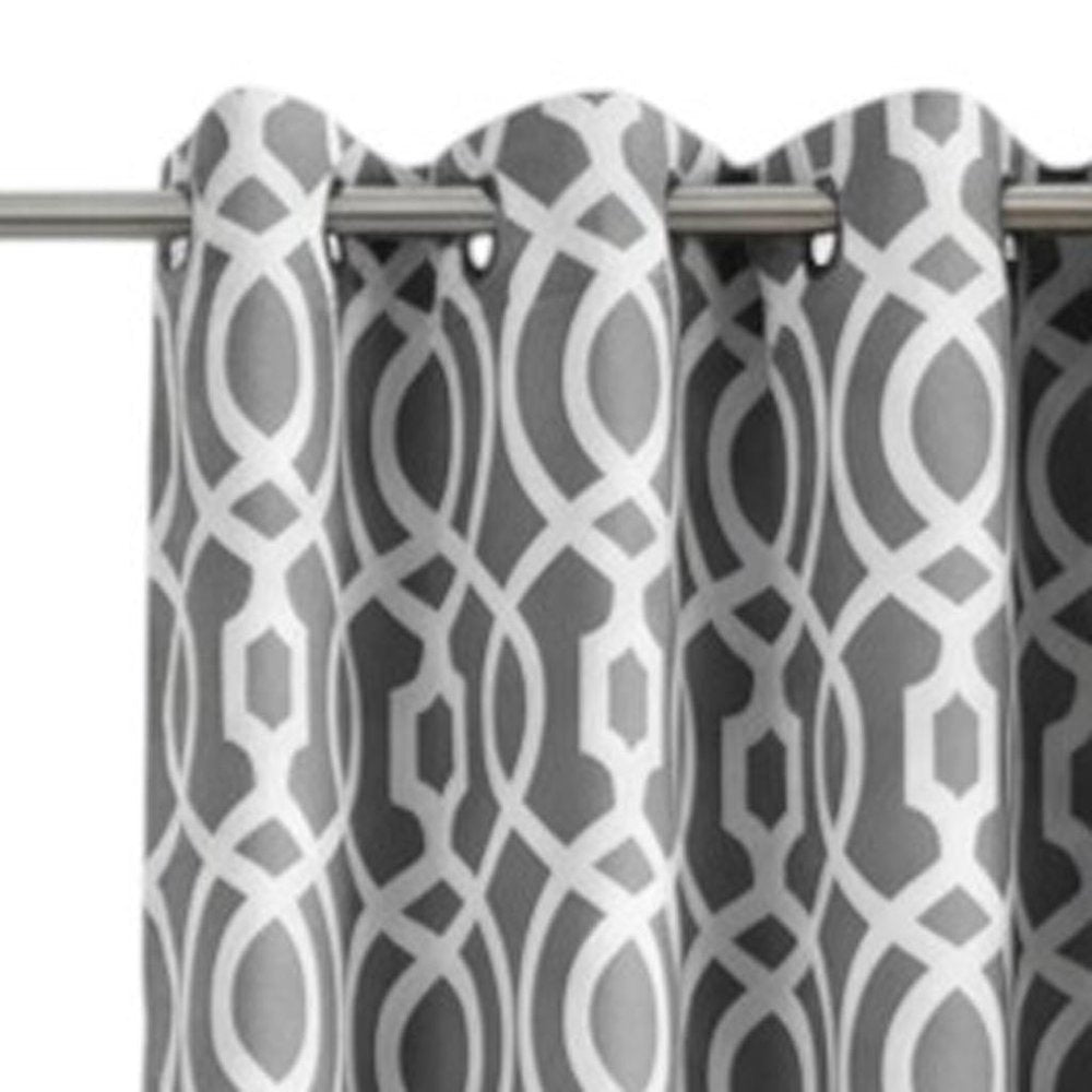 84" Gray Trellis Black Out Window Curtain Panel on a white background