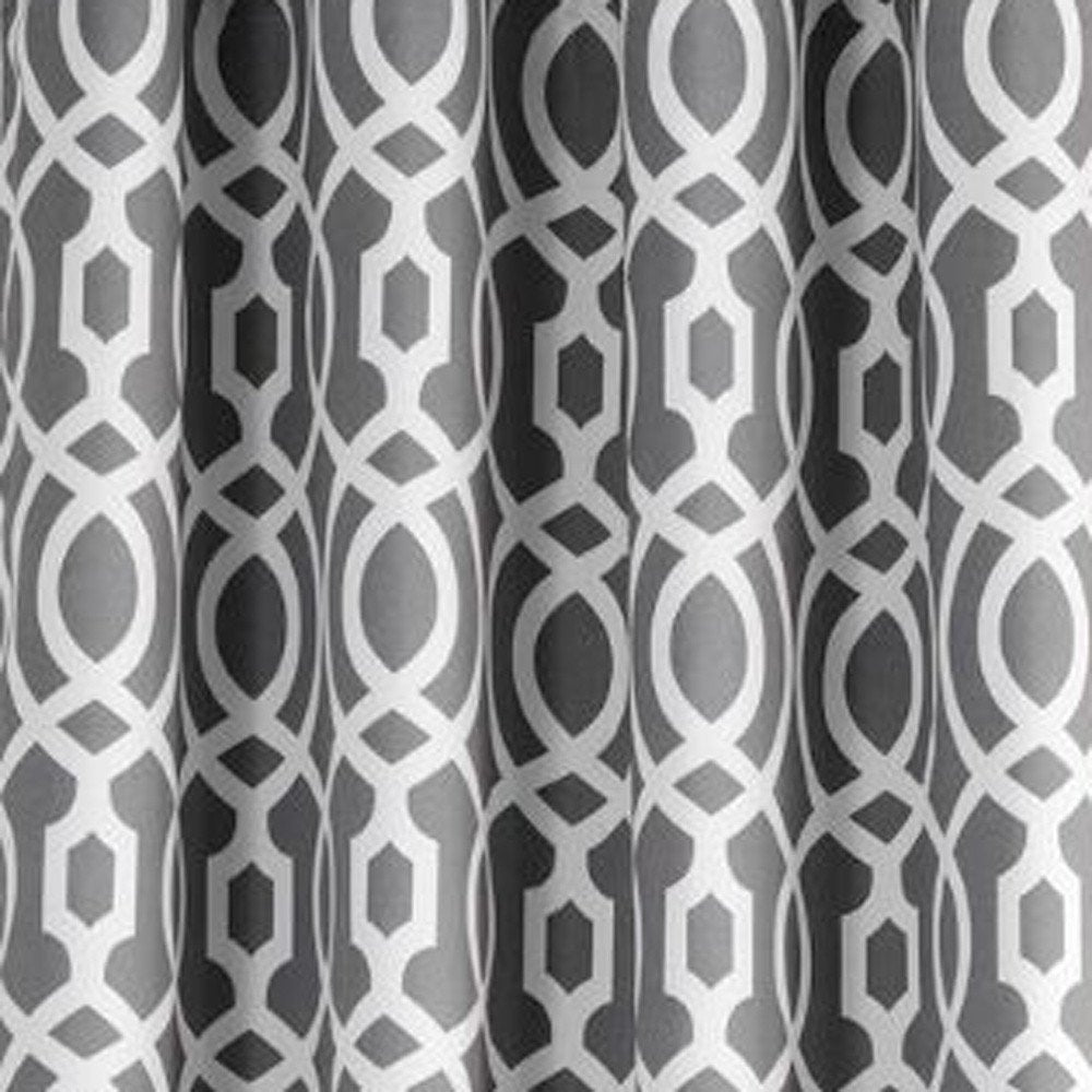 84" Gray Trellis Black Out Window Curtain Panel close-up detail