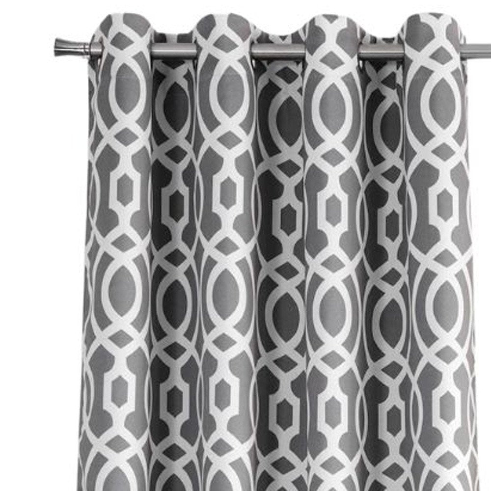 84" Gray Trellis Black Out Window Curtain Panel on a white background