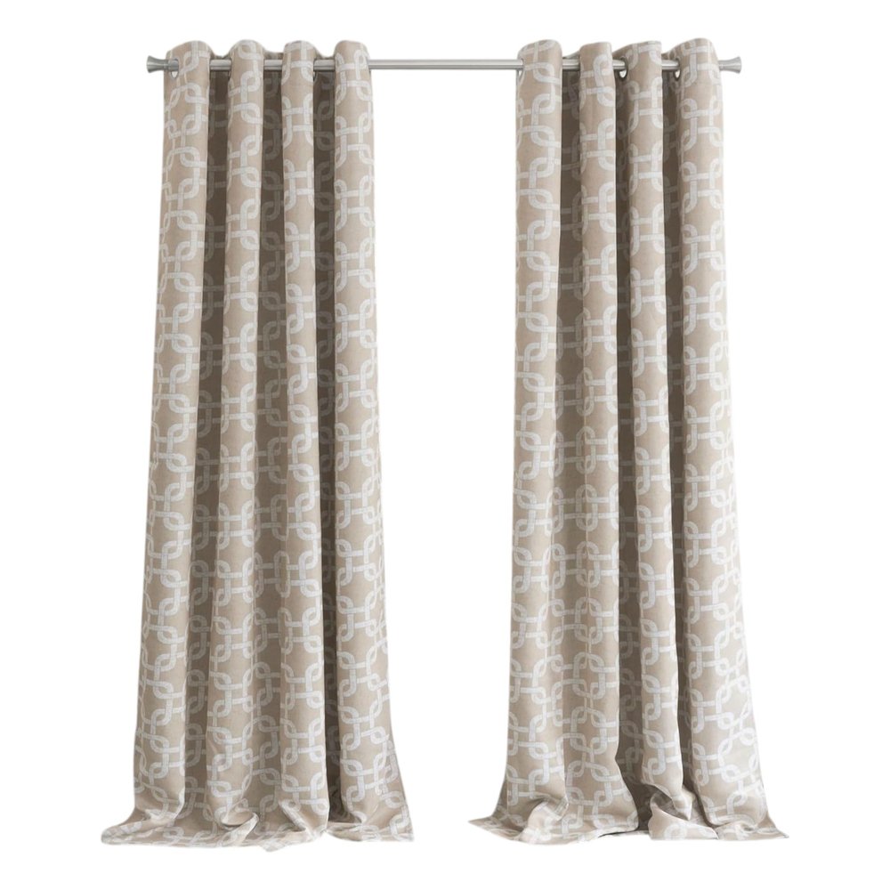 84” Sand Interlock Pattern Window Curtain Panel on a white background