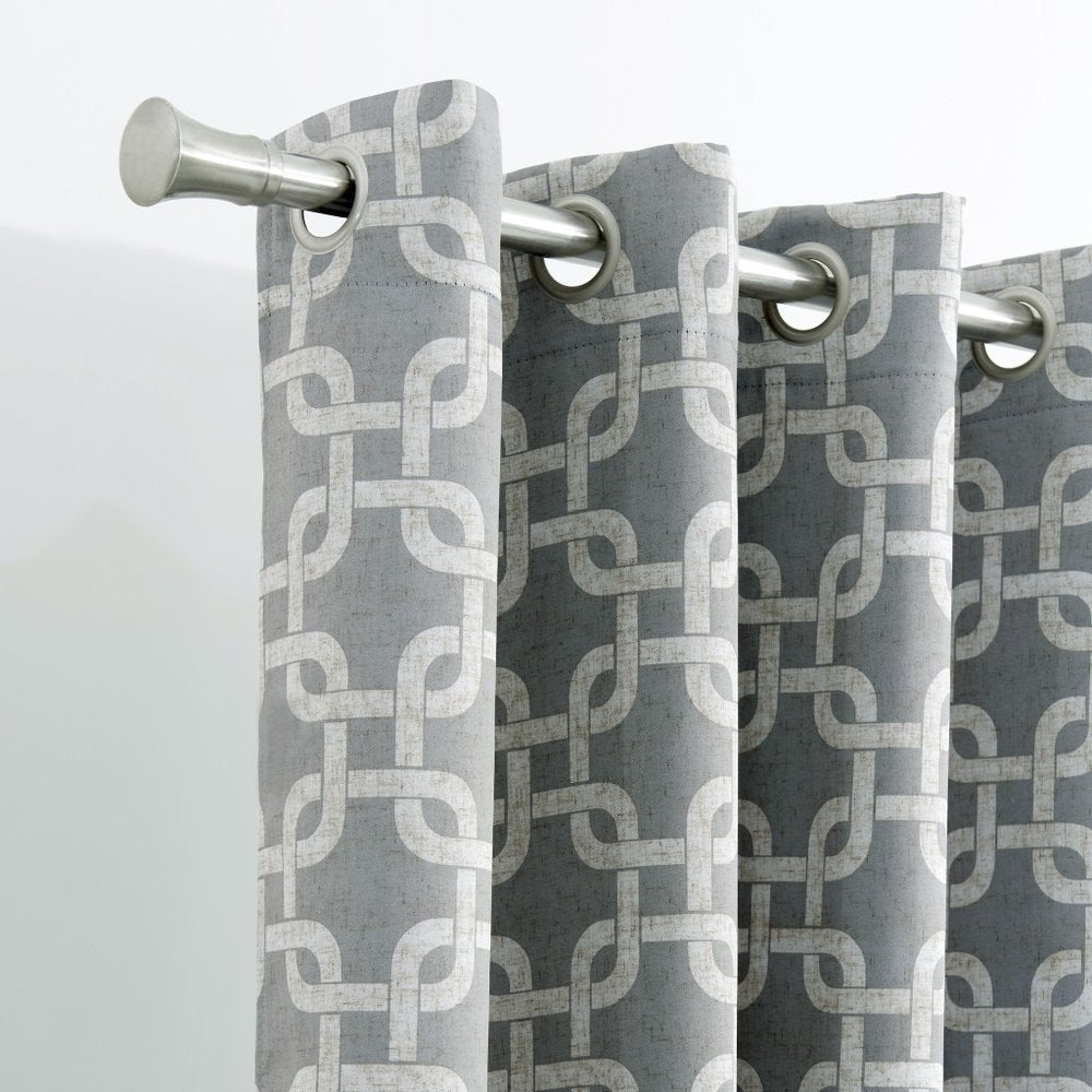 84” Silver Interlock Pattern Window Curtain Panel close-up detail