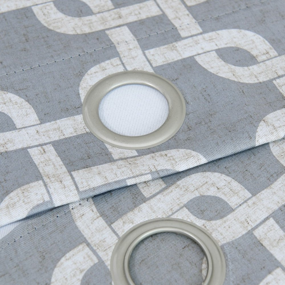 84” Silver Interlock Pattern Window Curtain Panel close-up detail