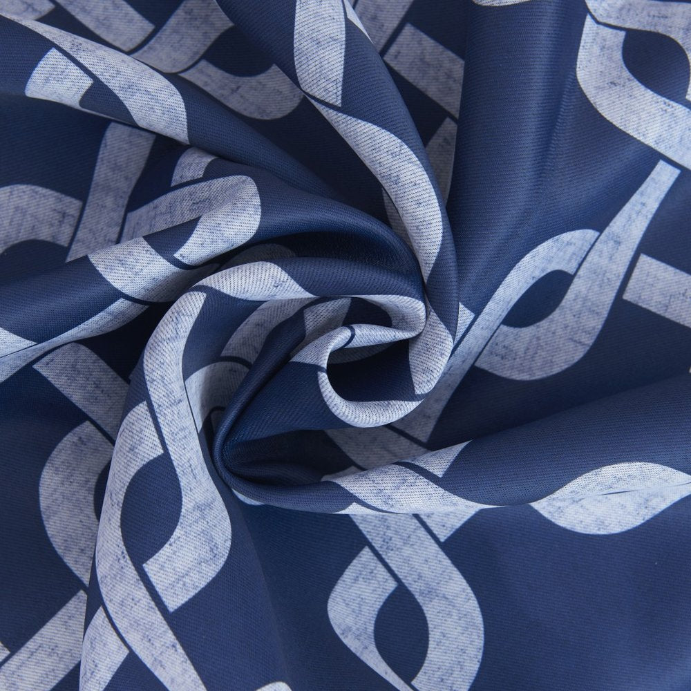 84” Navy Interlock Pattern Window Curtain Panel close-up detail