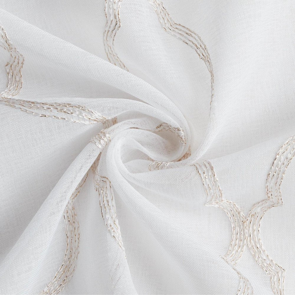 84” Charcoal Trellis Pattern Embroidered Window Curtain Panel on a white background
