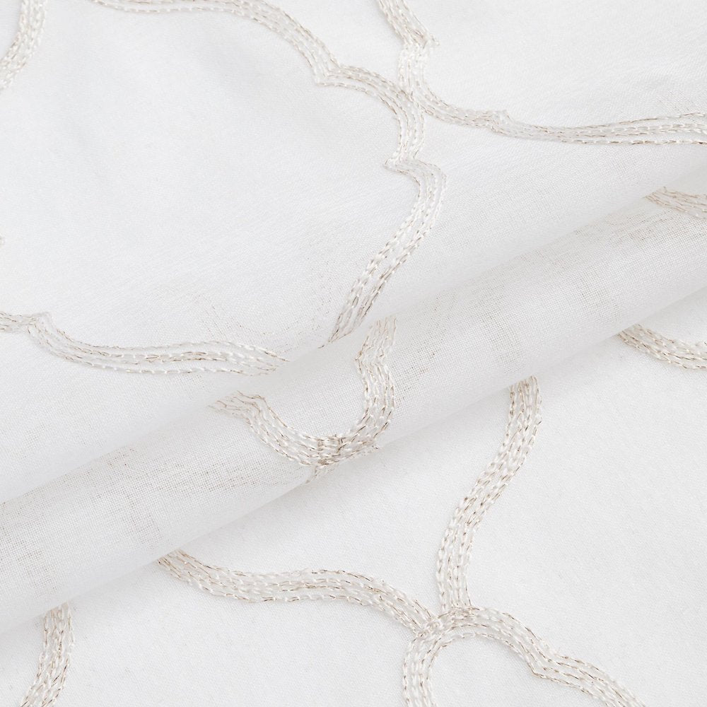 84” Charcoal Trellis Pattern Embroidered Window Curtain Panel on a white background