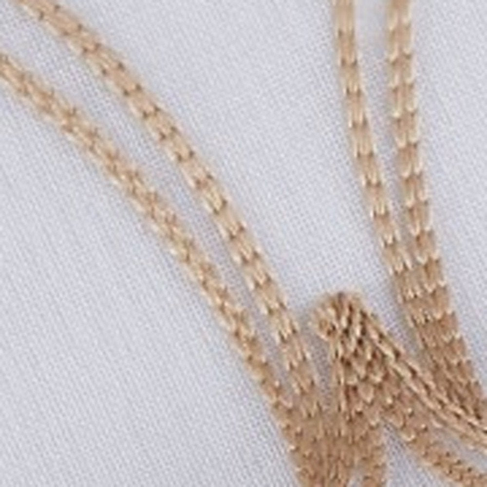 Set of Two 96" Gold and White SemiSheer Curtains on a white background