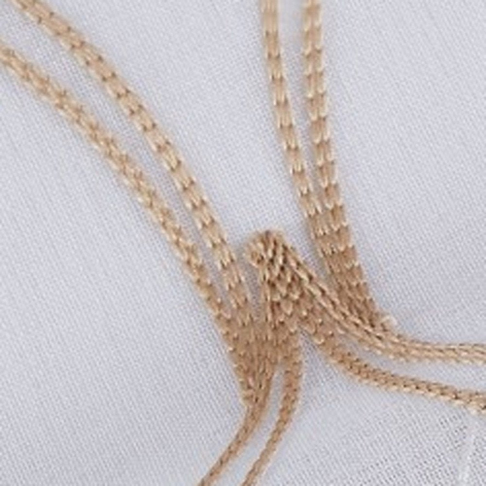 Set of Two 96" Gold and White SemiSheer Curtains on a white background