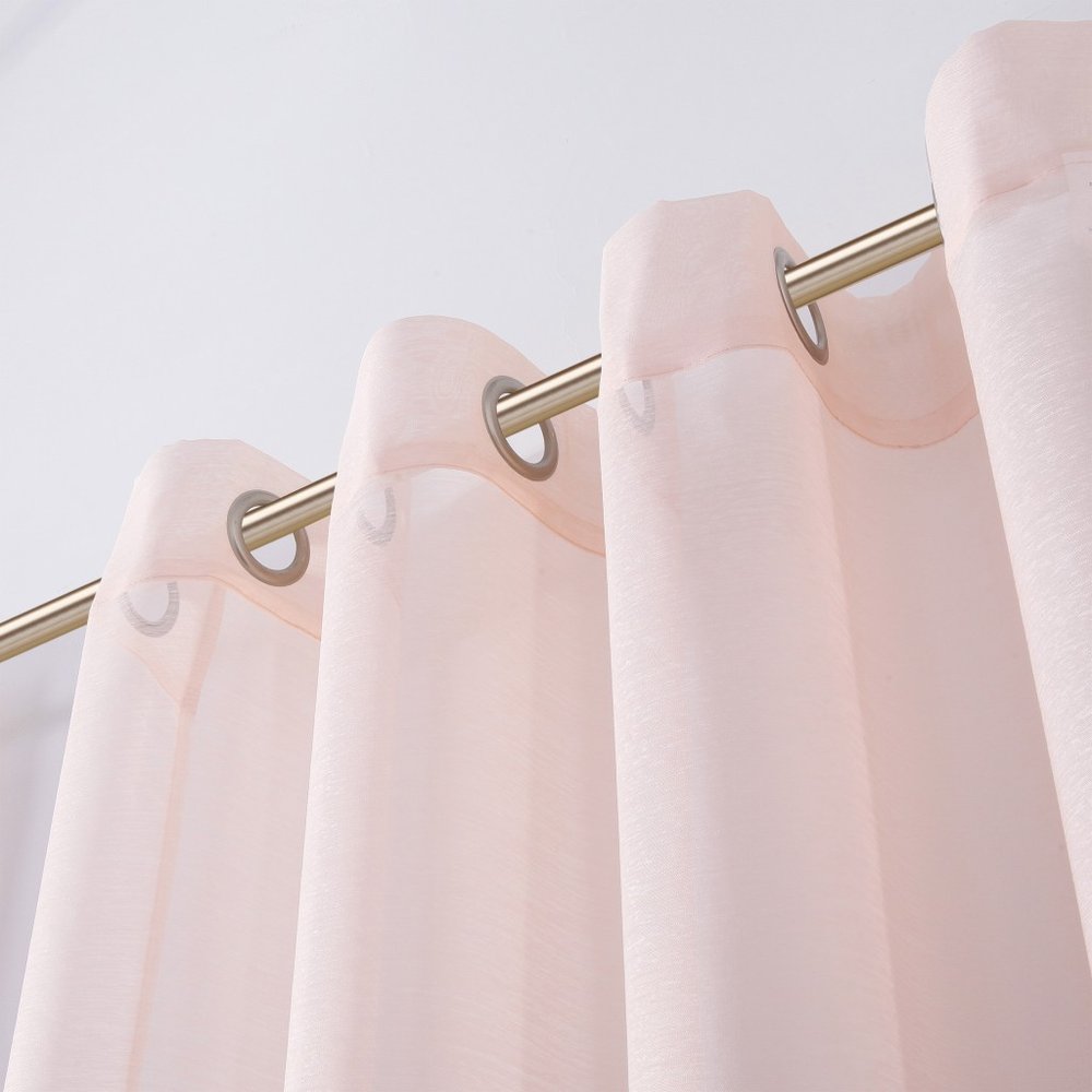 Set of Two 84" Blush Solid Modern Window Panels on a white background