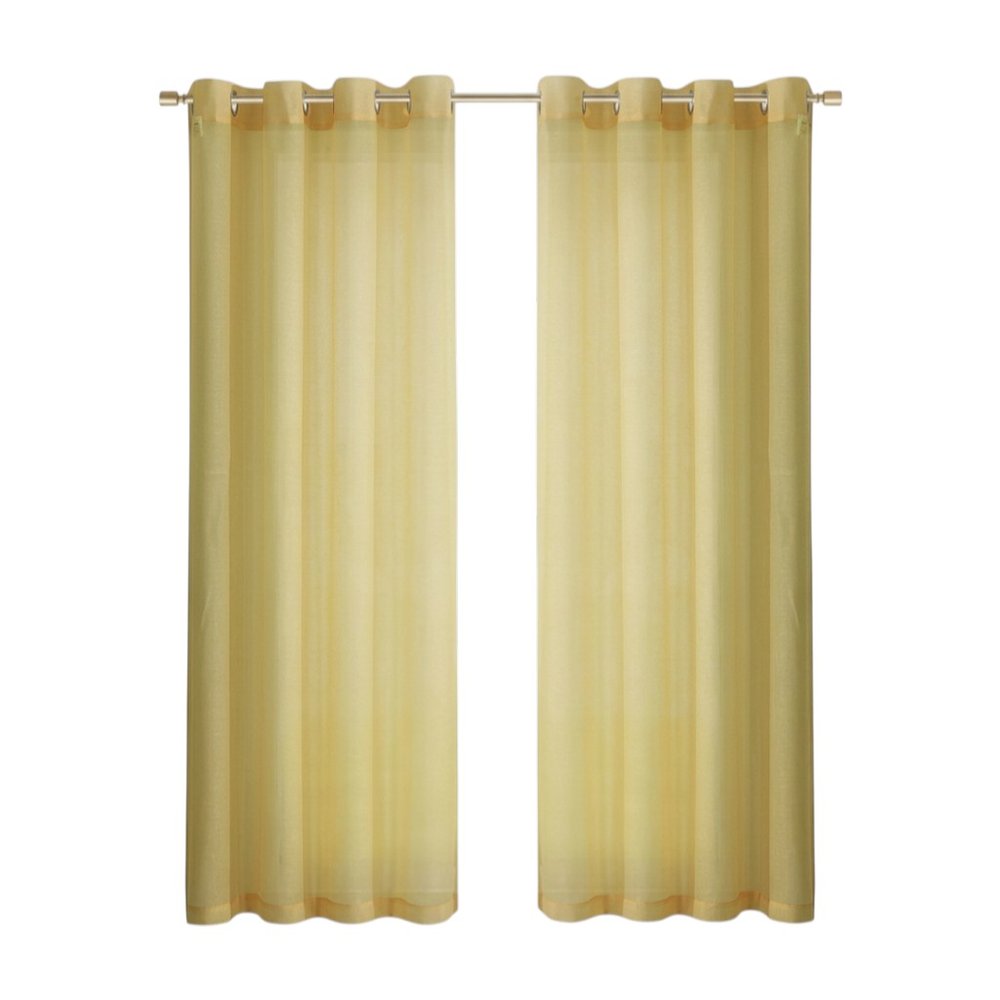 Set of Two 84" Gold Solid Modern Window Panels on a white background