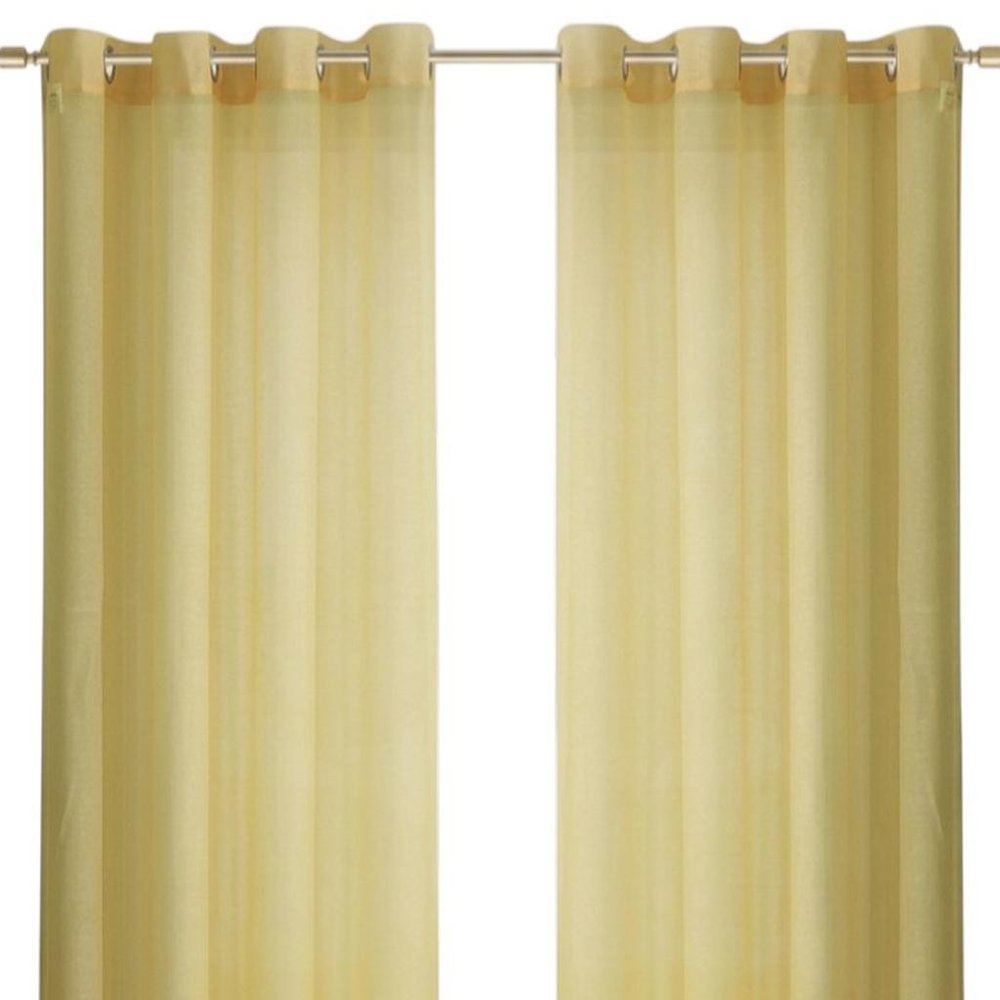 Set of Two 84" Gold Solid Modern Window Panels on a white background