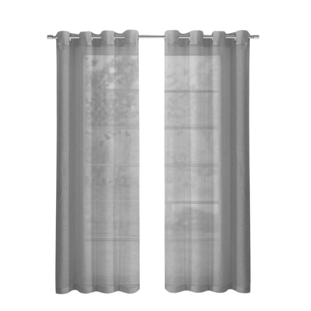 Set of Two 84" Silver Solid Modern Window Panels on a white background