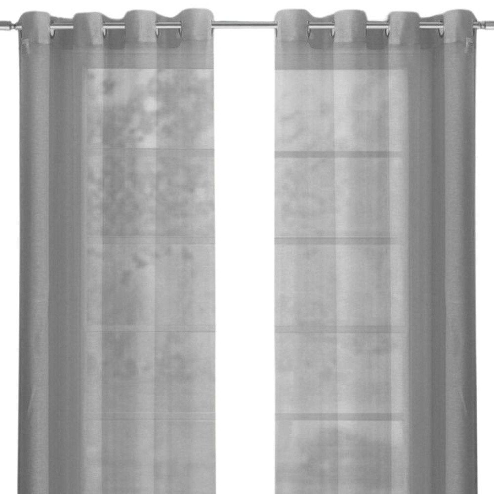 Set of Two 84" Silver Solid Modern Window Panels on a white background