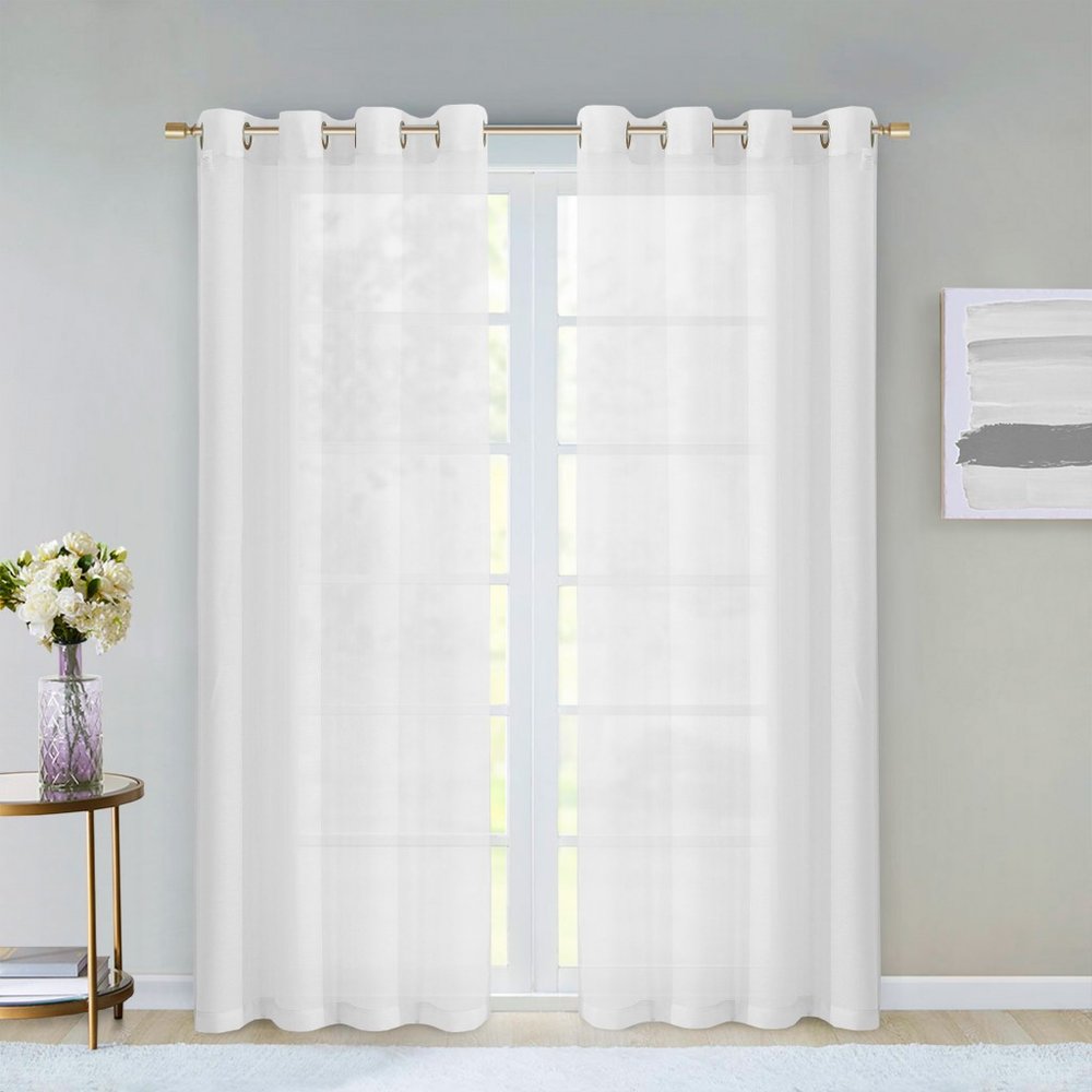 Set of Two 84" White Solid Modern Window Panels on a white background