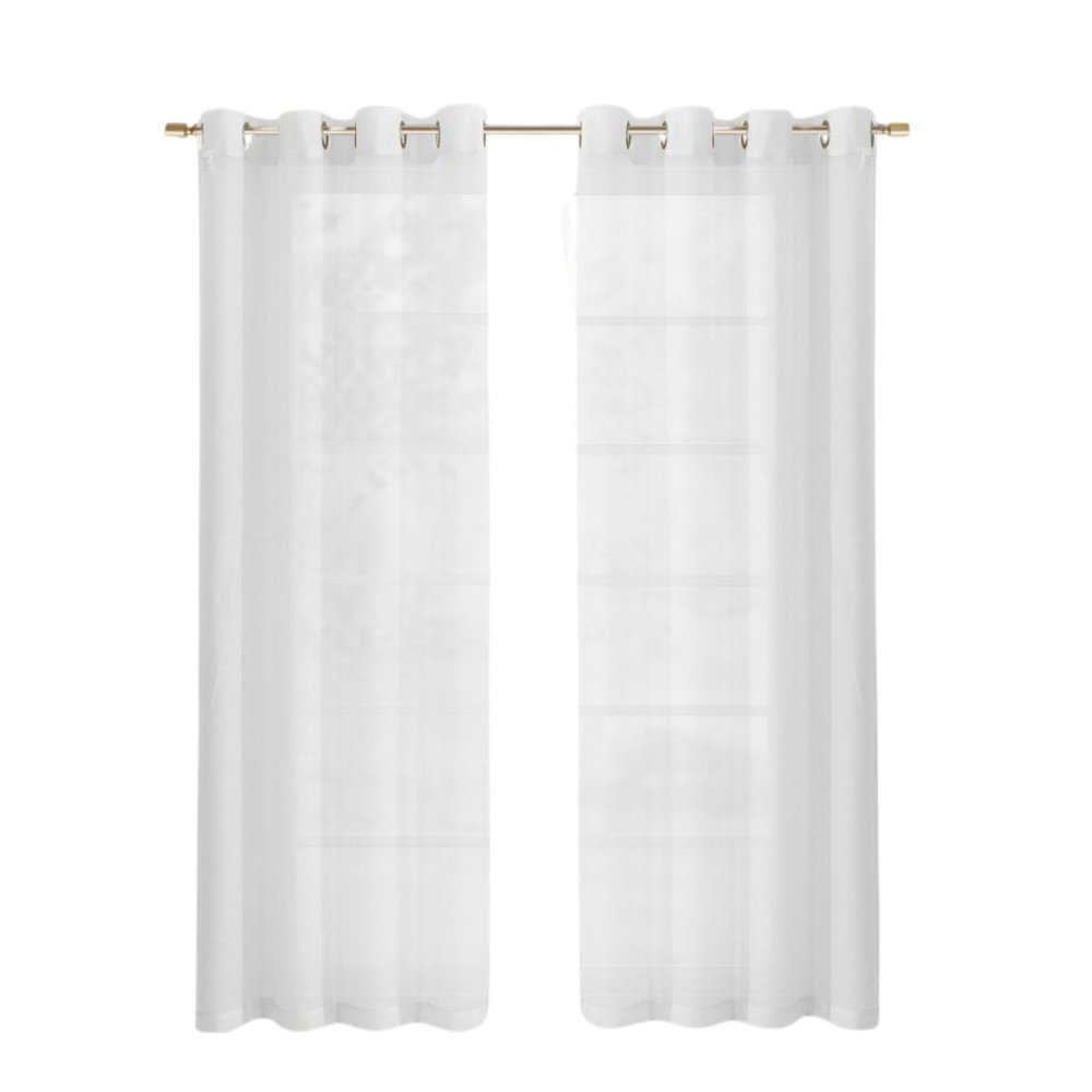 Set of Two 84" White Solid Modern Window Panels on a white background
