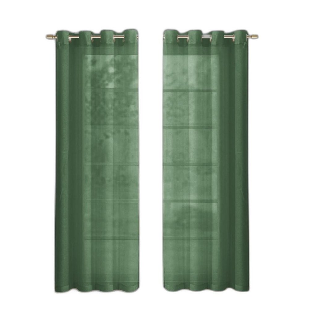 Set of Two 84" Sage Solid Modern Window Panels on a white background