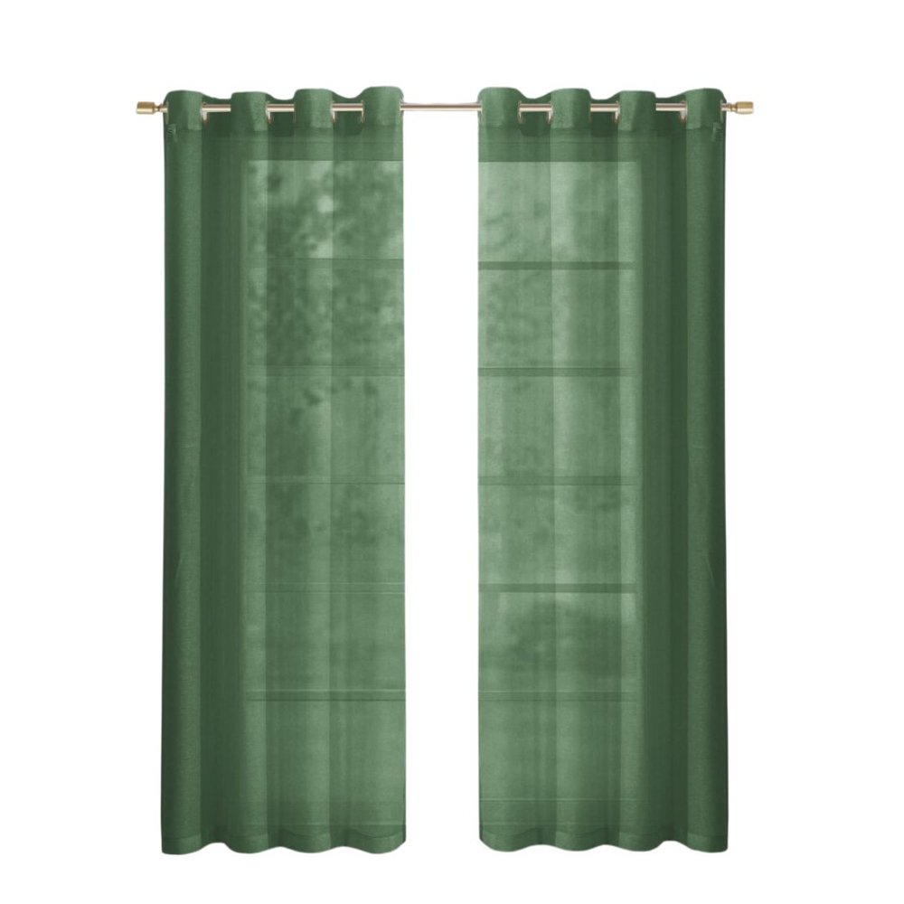 Set of Two 84" Sage Solid Modern Window Panels on a white background