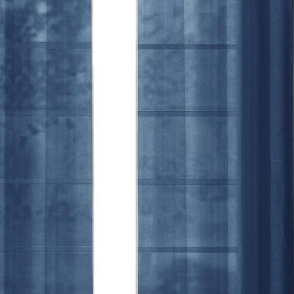 Set of Two 84" Blue Solid Modern Window Panels close-up detail