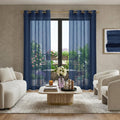 Set of Two 84"  Blue Solid Modern Window Panels