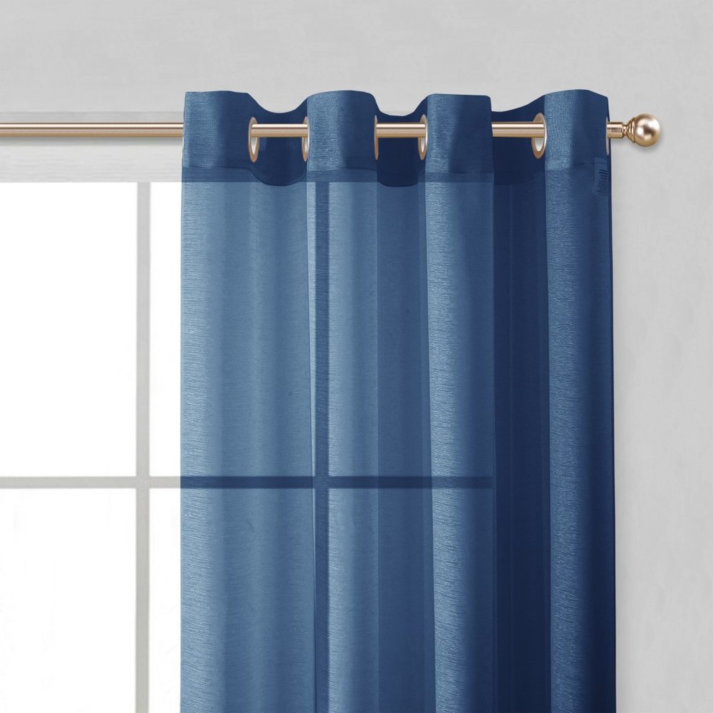 Set of Two 84" Blue Solid Modern Window Panels close-up detail