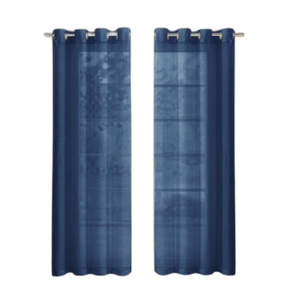 Set of Two 84" Blue Solid Modern Window Panels on a white background