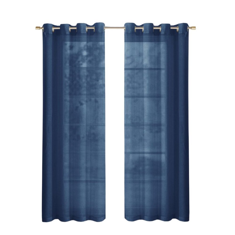 Set of Two 84" Blue Solid Modern Window Panels on a white background