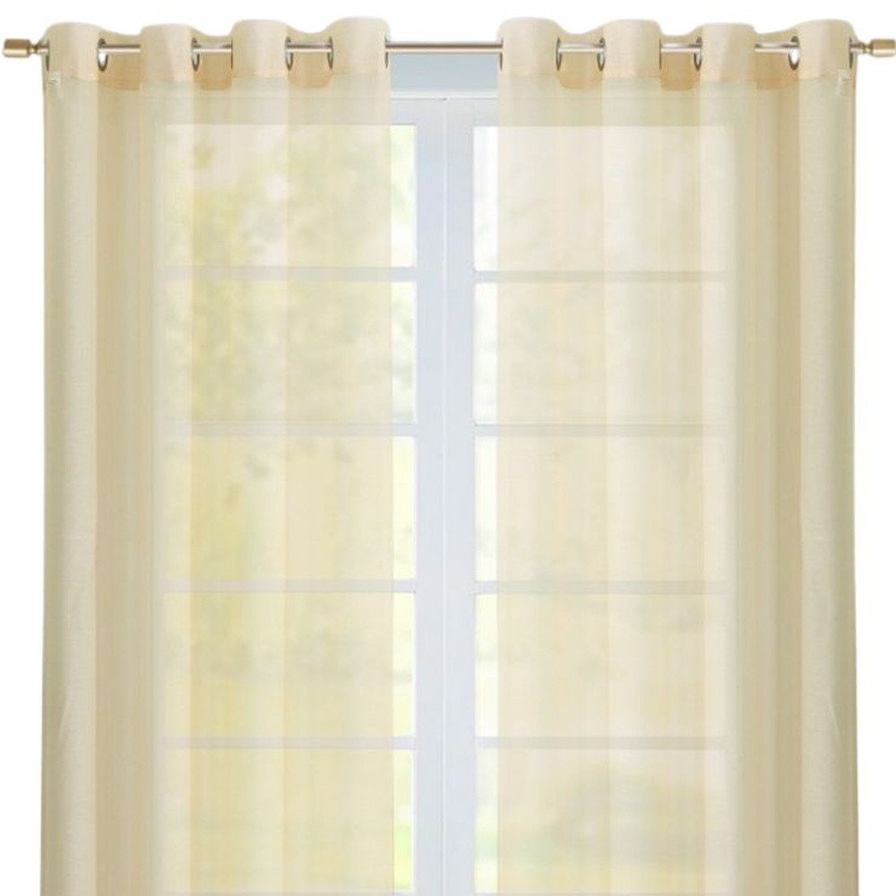 Set of Two 84" Beige Solid Modern Window Panels close-up detail