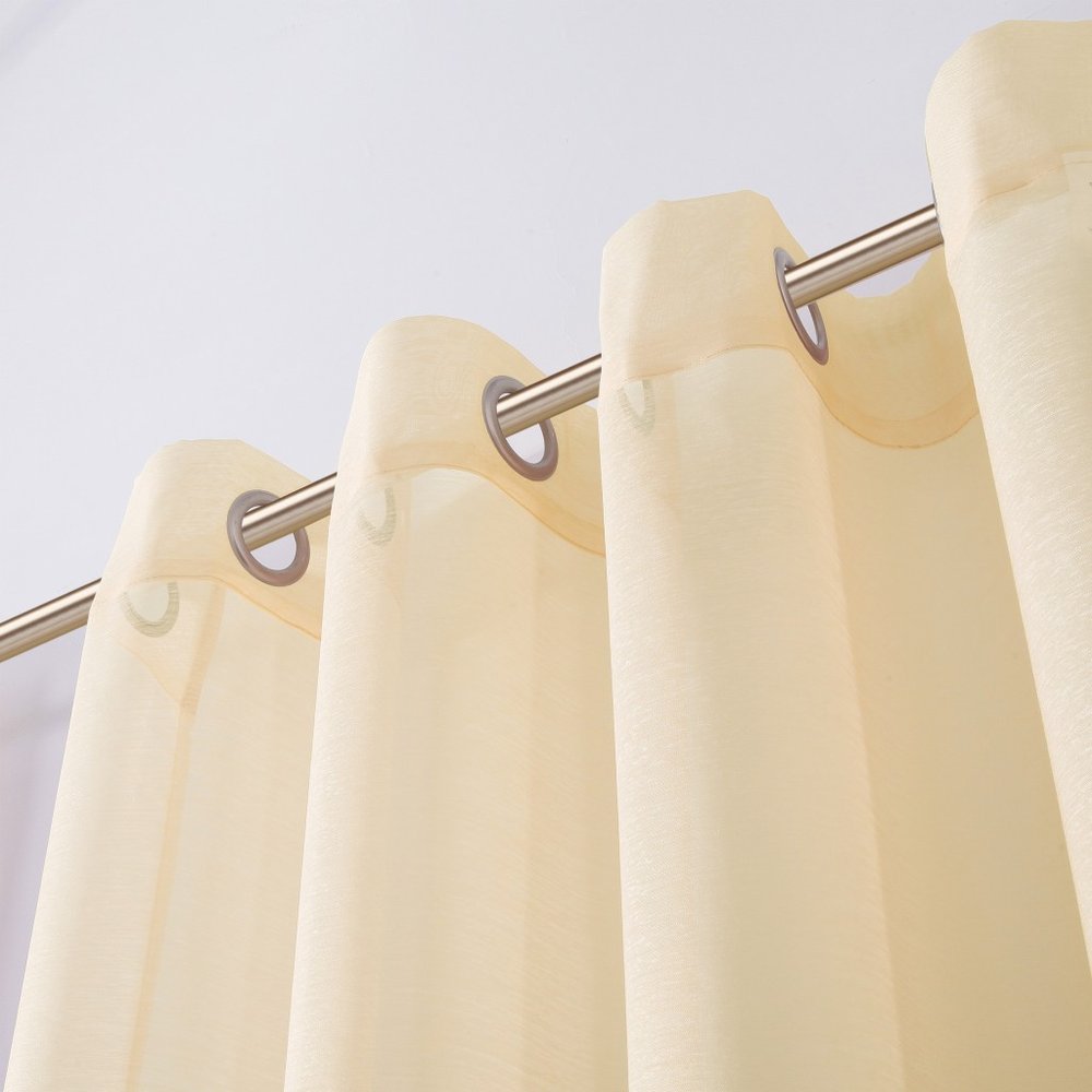 Set of Two 84" Beige Solid Modern Window Panels close-up detail